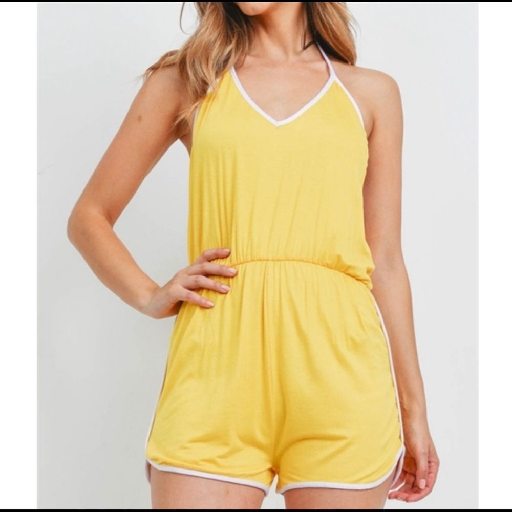 Ellie & Kate Yellow Halter Jersey Knit Romper